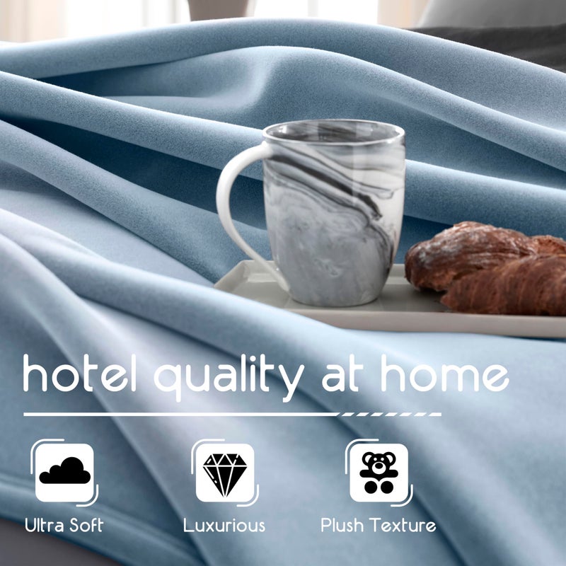 Vellux 1B07056 Original Insulating Core Hotel Style Solid blanket Machine Washable Soft Cozy Warm Thermal Durable Pet Friendly All Seasons Layering Bed Sofa Blankets, Twin, Blue - Image 4